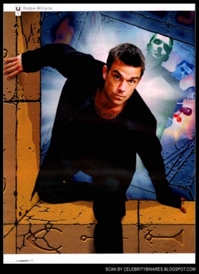 Robbie Williams wooden framed poster