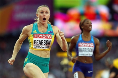 Sally Pearson poster with hanger