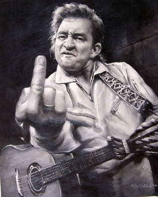 Johnny Cash metal framed poster