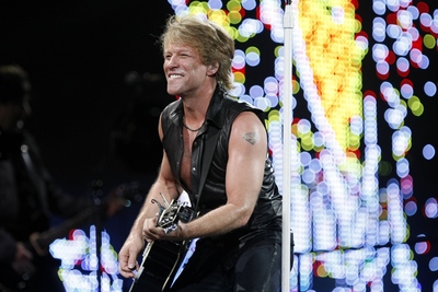 Bon Jovi Performs wooden framed poster