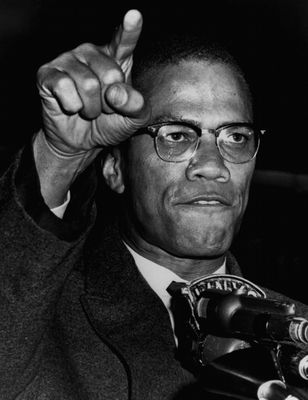Malcolm X poster with hanger