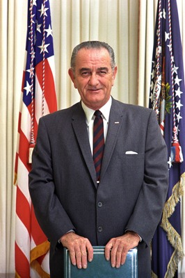 Lyndon Baines Johnson poster with hanger