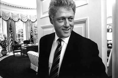 Bill Clinton poster with hanger