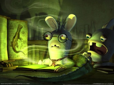 Rayman raving rabbids 2 poster with hanger