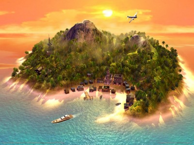 Tropico paradise island wooden framed poster