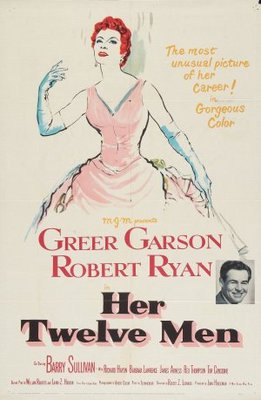 Her Twelve Men movie poster (1954) pillow