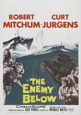 The Enemy Below movie poster (1957) wood print