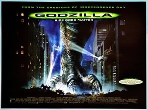 Godzilla movie posters (1998) poster with hanger
