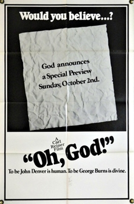 Oh, God! movie posters (1977) metal framed poster