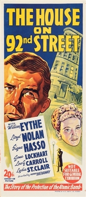 The House on 92nd Street movie posters (1945) canvas poster
