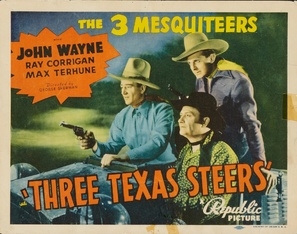 Three Texas Steers movie posters (1939) wood print