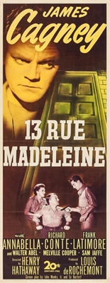 13 Rue Madeleine movie posters (1947) wooden framed poster