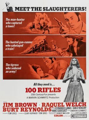 100 Rifles movie poster (1969) metal framed poster