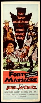 Fort Massacre movie poster (1958) metal framed poster