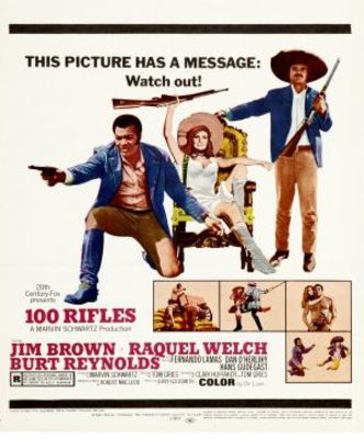 100 Rifles movie poster (1969) wood print