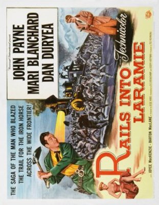 Rails Into Laramie movie poster (1954) tote bag