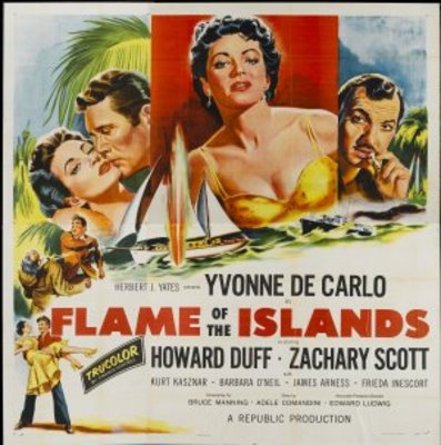 Flame of the Islands movie poster (1955) wood print