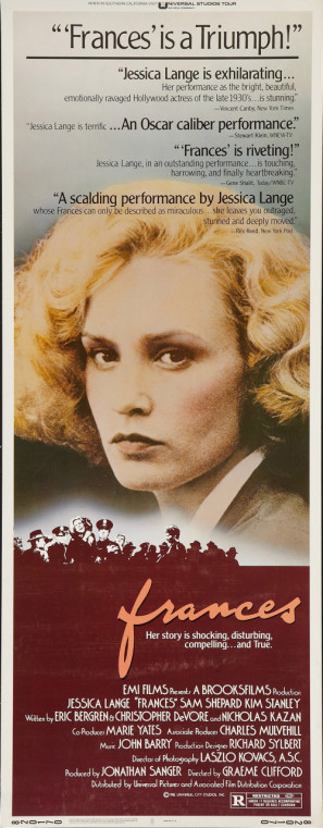 Frances movie poster (1982) wood print