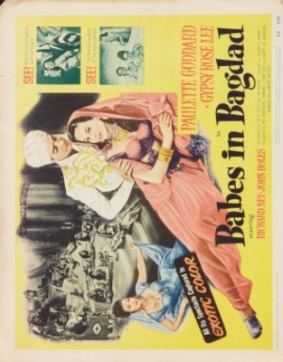 Babes in Bagdad movie poster (1952) wood print