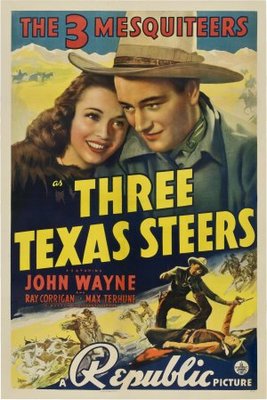 Three Texas Steers movie poster (1939) wood print