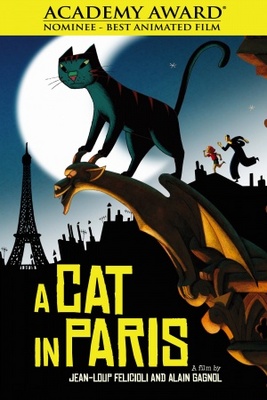 Une vie de chat movie poster (2010) wood print