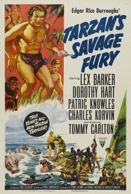 Tarzan's Savage Fury movie poster (1952) poster with hanger