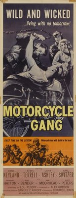 Motorcycle Gang movie poster (1957) wood print