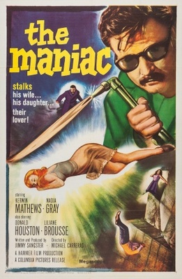 Maniac movie poster (1963) wood print
