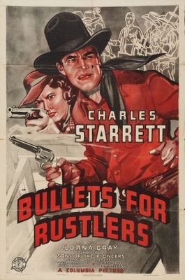Bullets for Rustlers movie poster (1940) metal framed poster