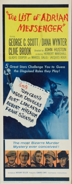 The List of Adrian Messenger movie poster (1963) pillow