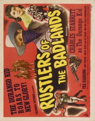 Rustlers of the Badlands movie poster (1945) metal framed poster