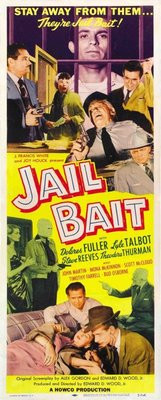Jail Bait movie poster (1954) wood print