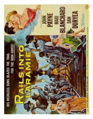 Rails Into Laramie movie poster (1954) wooden framed poster