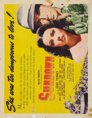 Sundown movie poster (1941) wood print
