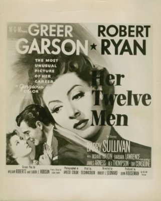 Her Twelve Men movie poster (1954) pillow
