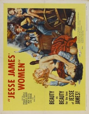 Jesse James' Women movie poster (1954) wood print