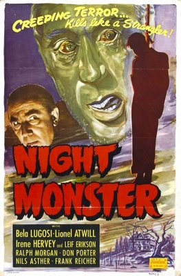 Night Monster movie poster (1942) wood print