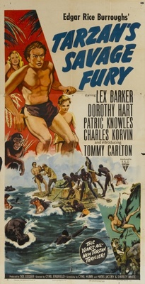 Tarzan's Savage Fury movie poster (1952) wooden framed poster