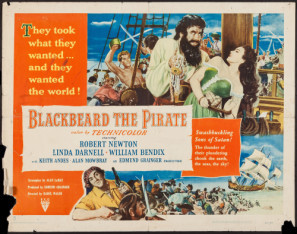 Blackbeard, the Pirate movie poster (1952) poster with hanger