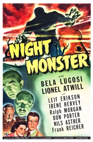 Night Monster movie poster (1942) metal framed poster