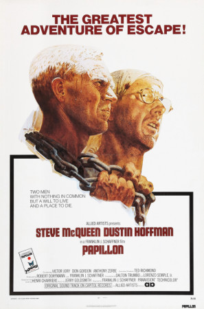 Papillon movie poster (1973) canvas poster