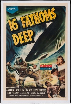 16 Fathoms Deep movie poster (1948) wooden framed poster